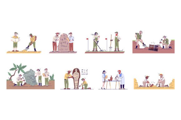 Archeology Flat Vector Illustrations Set: A Designer's Field Guide