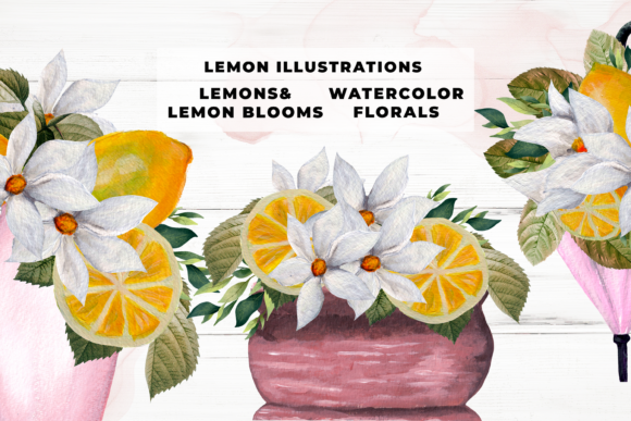 Brighten Your Projects with Watercolor Lemon Bloom Illustrations