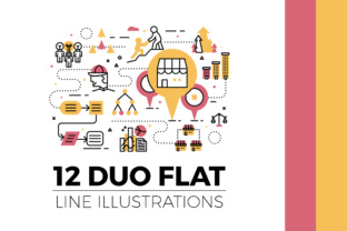 Duo Flat Line Illustrations Vol.2: Clean, Two-Color Visuals for Modern Projects