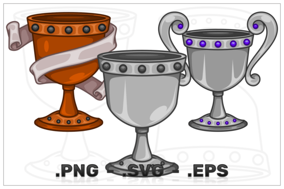 Illustrations of Classic Trophy Cups: A Symbol of Victory in Vector Form