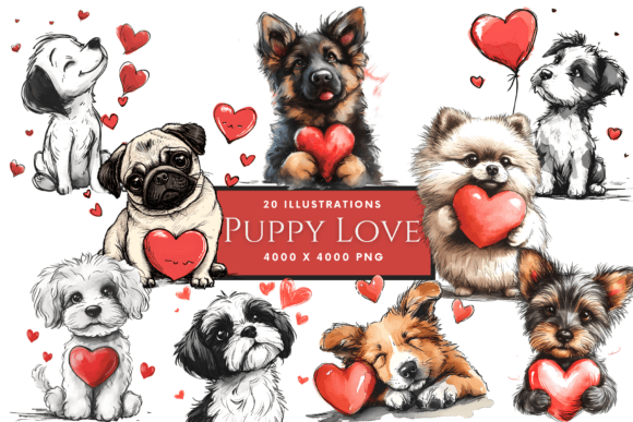 Infuse Your Projects with Whimsy: The Puppy Love Dog Illustrations Bundle