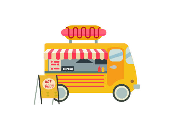Isometric Hotdogs Truck Illustrations: Playful Design Asset