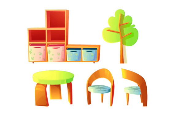 Kindergarten Furniture Set Cartoon Vector Illustrations: A Designer's Guide