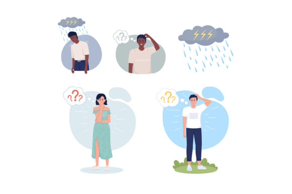 Mastering Visual Storytelling: The Hesitating People Illustrations Set