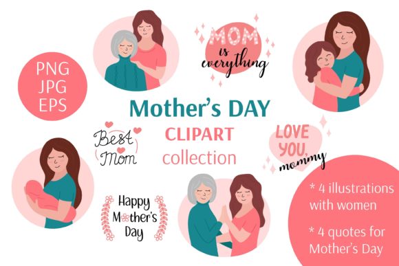 Mother's Day PNG Illustrations: Versatile Vector Assets