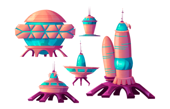 Space Colonization Cartoon Vector Set Illustrations: A Creative Toolkit