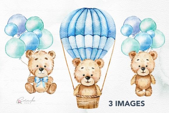 Teddy Bear Watercolor Illustrations: A Charming Design Asset
