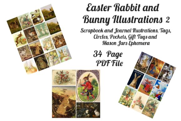 Vintage Easter Charm: Bunny and Rabbit Illustrations 2